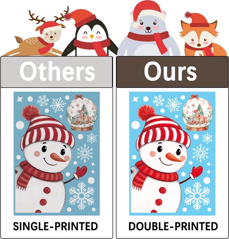 FCZon Star 102PCS Christmas Window Stickers for Glass Windows,Double Sided Snowflakes Xmas Window Clings,Reusable Static Santa Claus Reindeer Snowman Christmas Decals,Winter & Holiday Decorations - Image 4